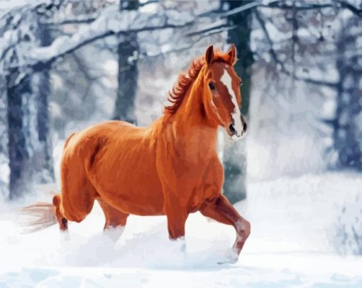 Brown Winter Horse paint by number