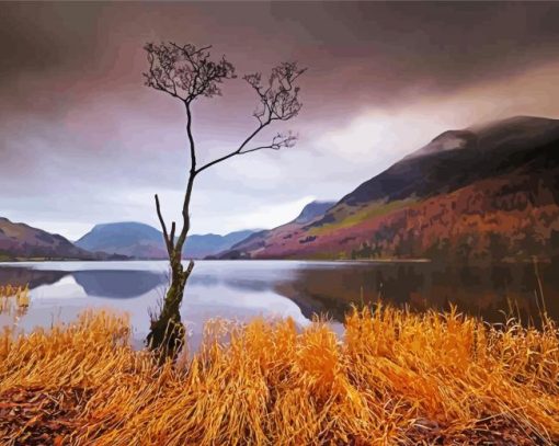 Buttermere Lake Landscape paint by number