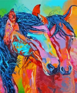 Colored Couple Horses Paint By Numbers