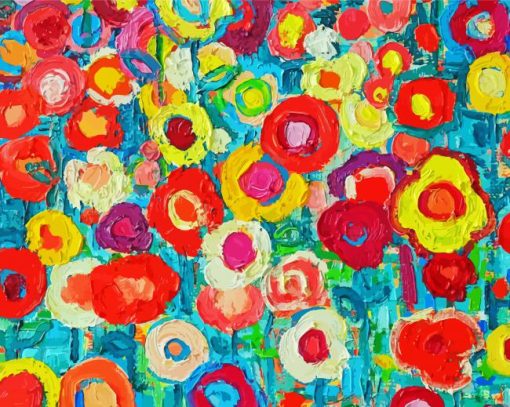 Colorful Abstract Wildflower paint by number