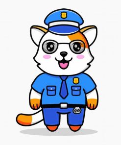 Cute Cat Wearing Police Uniform Paint By Numbers