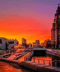 Liverpool City Sunset paint by number