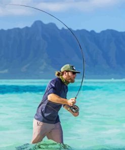 Man Fishing In Hawaii Paint By Numbers