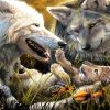 Pretty Family Wolves paint by number