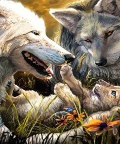 Pretty Family Wolves paint by number