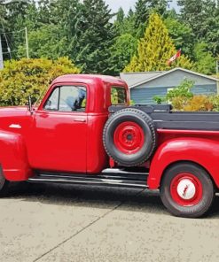 Red 1953 GMC Ton Truck paint by number