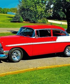 Red Chevy 56 Car paint by number