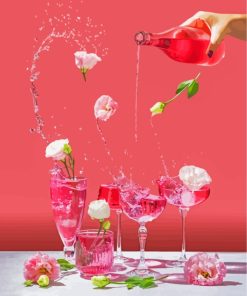 Rose Drink Glasses paint by number