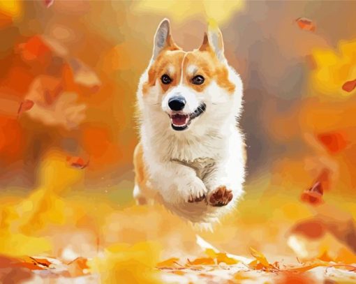 Running Dog In Autumn Paint By Numbers