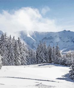 Snowy Landscape Megeve paint by number