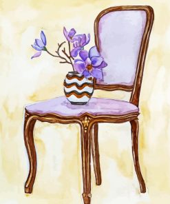 Still Life Flowers On Vintage Chair paint by number