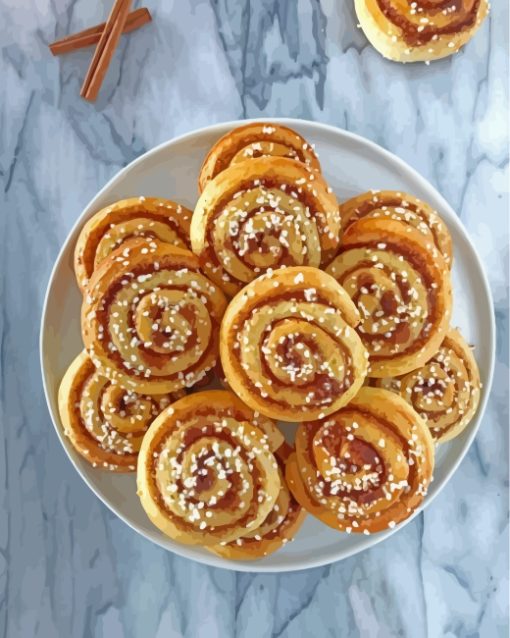 Swedish Cinnamon Roll paint by number