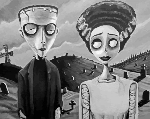 The Bride Of Frankenstein Cartoon Paint By Number