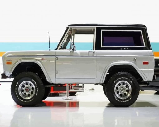 White 1977 Bronco Four Wheel Drive paint by number