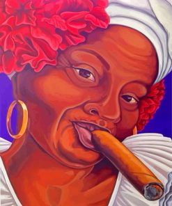 Woman Smoking Cuban Cigar Art Paint By Numbers