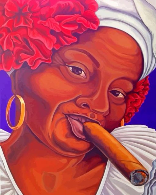 Woman Smoking Cuban Cigar Art Paint By Numbers