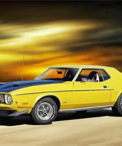 Yellow 1973 Mustang paint by number