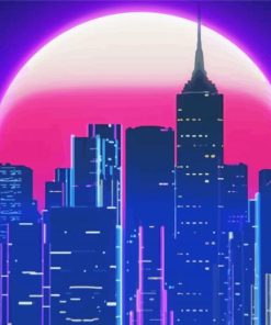 Anime City Full Moon Paint By Numbers