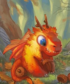 Baby Dragon And Acorn Paint By Numbers