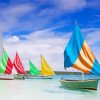 Beach Colorful Sailboats Paint By Numbers