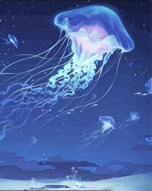 Blue Galaxy Jellyfish Paint By Numbers