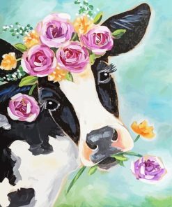 Cute Floral Cow Paint By Numbers