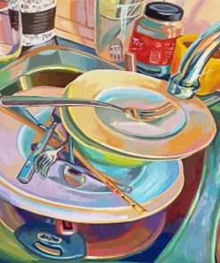 Dishes In Sink Paint By Numbers