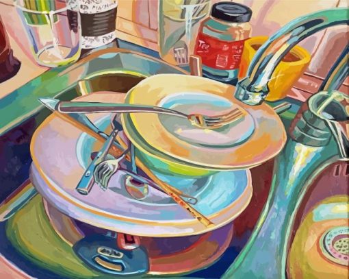 Dishes In Sink Paint By Numbers