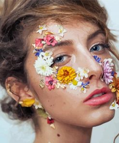 Face With Colorful Flowers Paint By Numbers