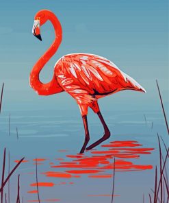 Flamingo Retro In Water Paint By Numbers