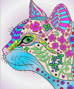 Floral Mandala Cat Head Paint By Numbers