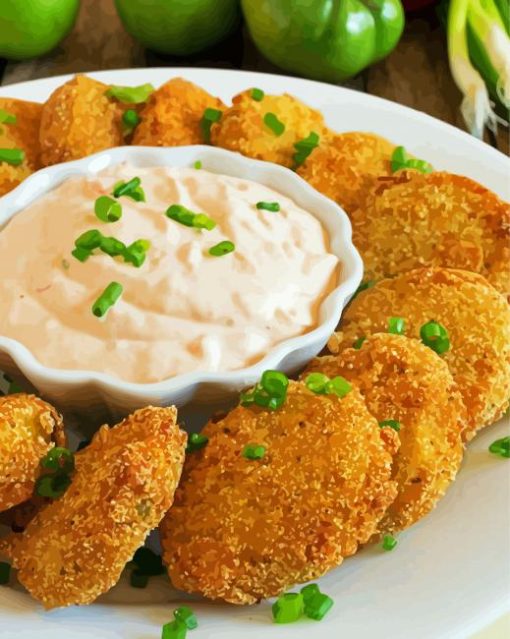 Fried Green Tomatoes With Sauce Paint By Numbers