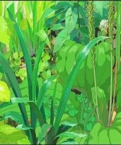 Green Anime Plants Paint By Numbers