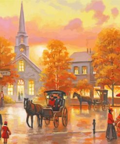 Horse And Carriage In Autumn Paint By Numbers