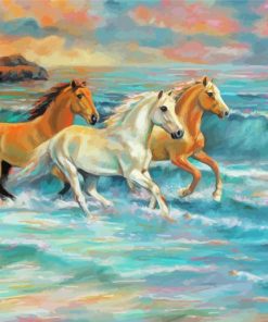 Horses Running On The Beach Paint By Numbers