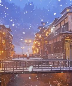 Japanese Winter Town Paint By Numbers