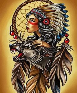 Native American Woman Dream Catchers Paint By Numbers