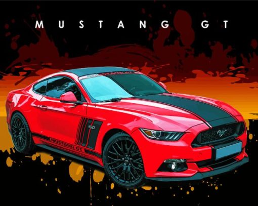 Red Mustang Gt Art Poster Paint By Numbers