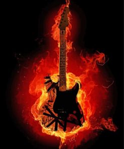 Rock Flaming Guitar Paint By Numbers