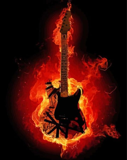 Rock Flaming Guitar Paint By Numbers