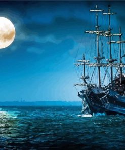 Sailing Ship moon Paint By Numbers