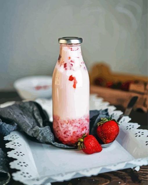 Strawberry Milk Drink Paint By Numbers