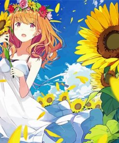 Sunflower Anime Girl Art Paint By Numbers