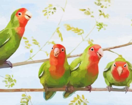 The Rosy Faced Lovebirds Paint By Numbers