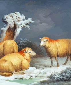 Three Sheep In Snow Paint By Numbers