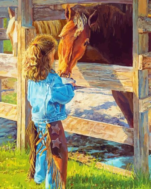 Western Little Girl And Horse Paint By Numbers