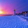 Winter Beach Lighthouse Paint By Numbers