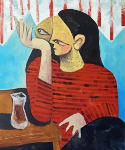 Abstract Woman Drinking Tea Paint By Numbers