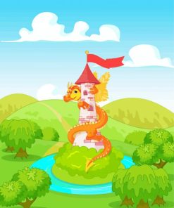 Cartoon Dragon Tower Paint By Numbers