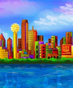 Colorful Dallas Skyline Art Paint By Numbers